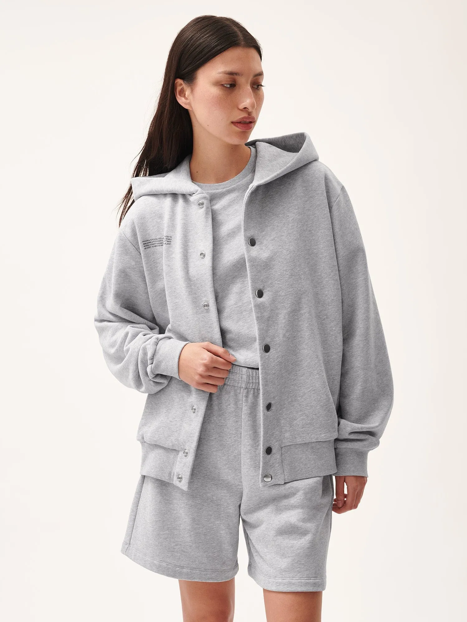 365 Midweight Snap Button Hoodie—grey marl