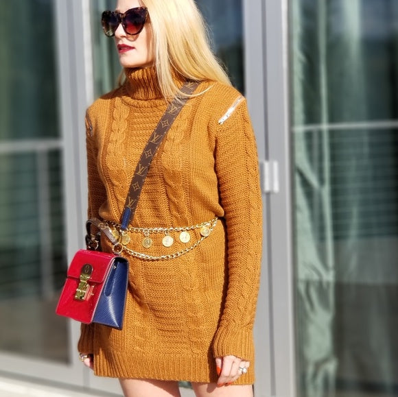 ALI Cable Knit Sweater Dress