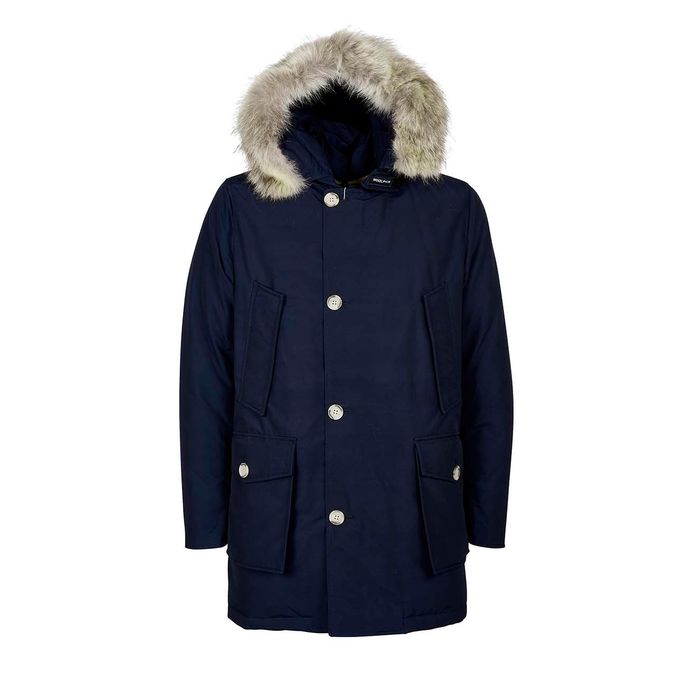 ARCTIC PARKA WITH HOOD AND FUR Man Melton blue