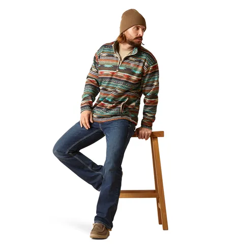 Ariat Men's Caldwell 1/4 Zip Biscay Bay Serape Pullover Sweater