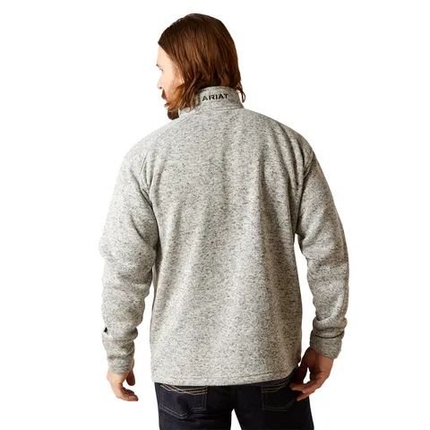 Ariat Men's Caldwell Logo Quarter Zip Heather Grey Sweater