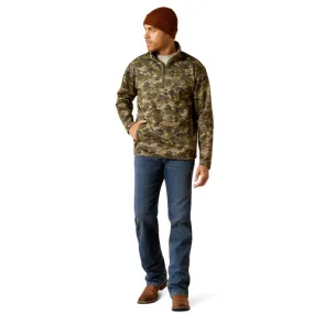 Ariat Men's Green Camo Caldwell Logo Quarter Zip Sweater