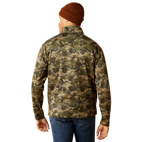 Ariat Men's Green Camo Caldwell Logo Quarter Zip Sweater