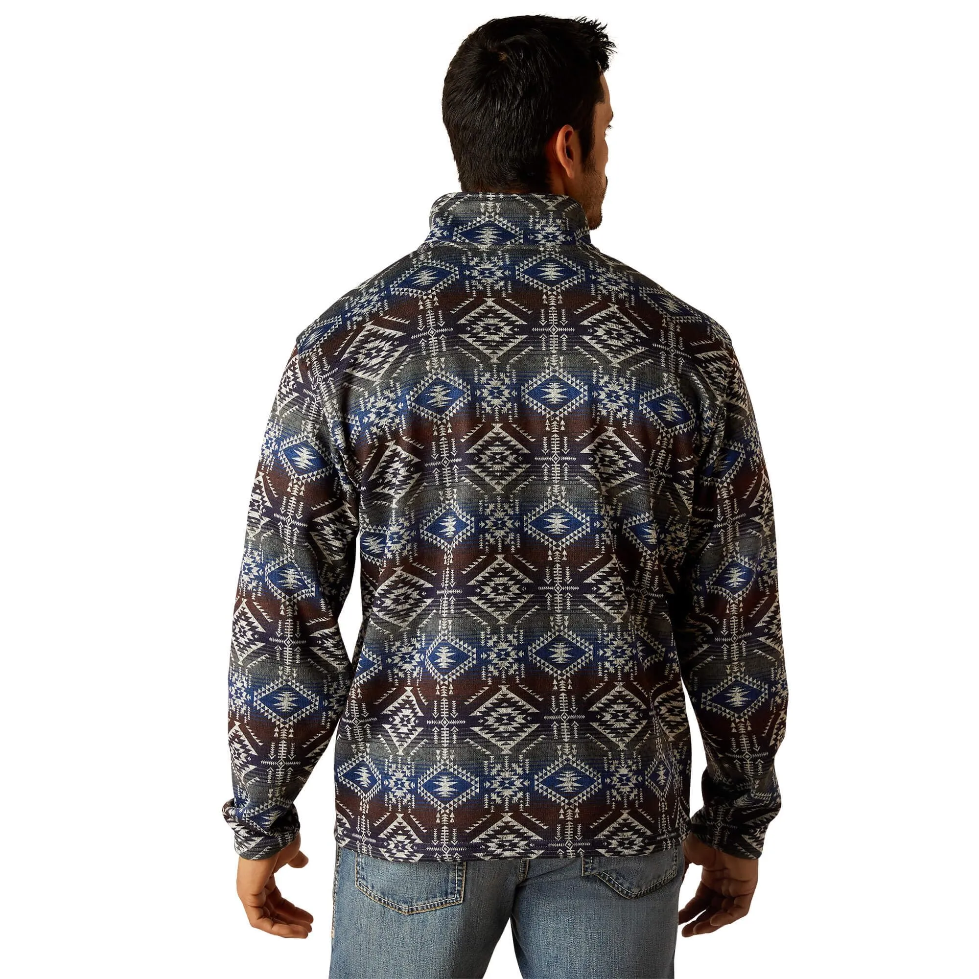 Ariat Men's Wesley Jetty Gray Serape Print Sweater Pullover