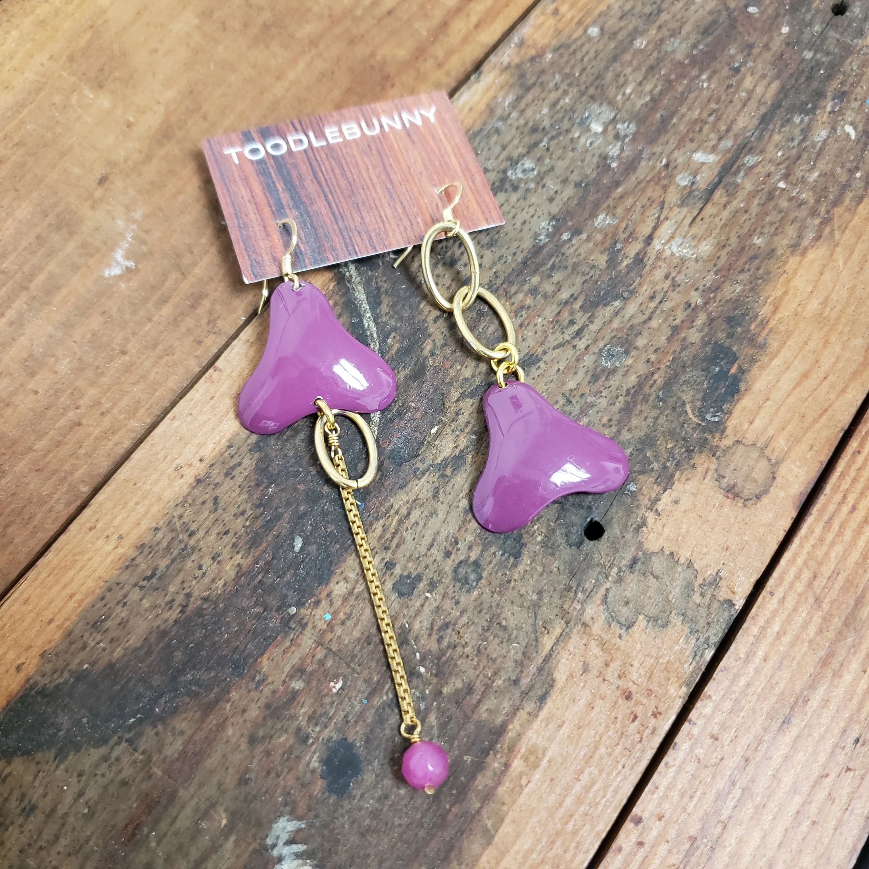 Asymmetric Enamel Color Pop Earrings - Purple