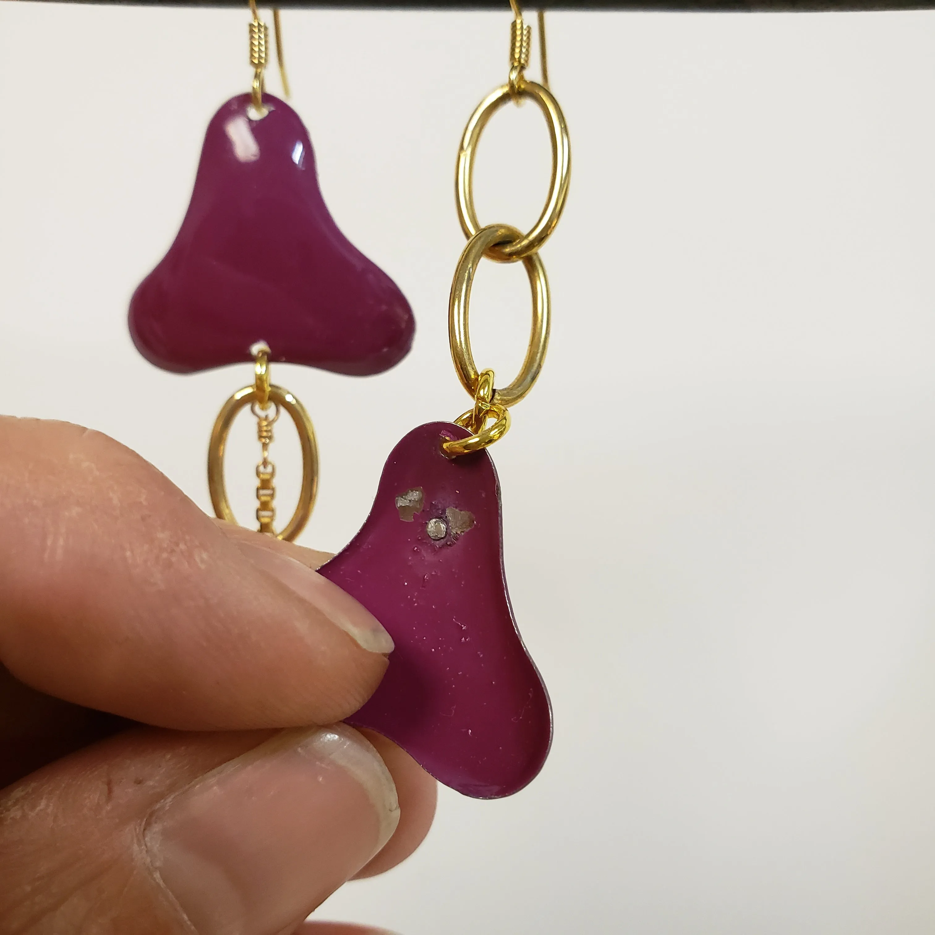 Asymmetric Enamel Color Pop Earrings - Purple