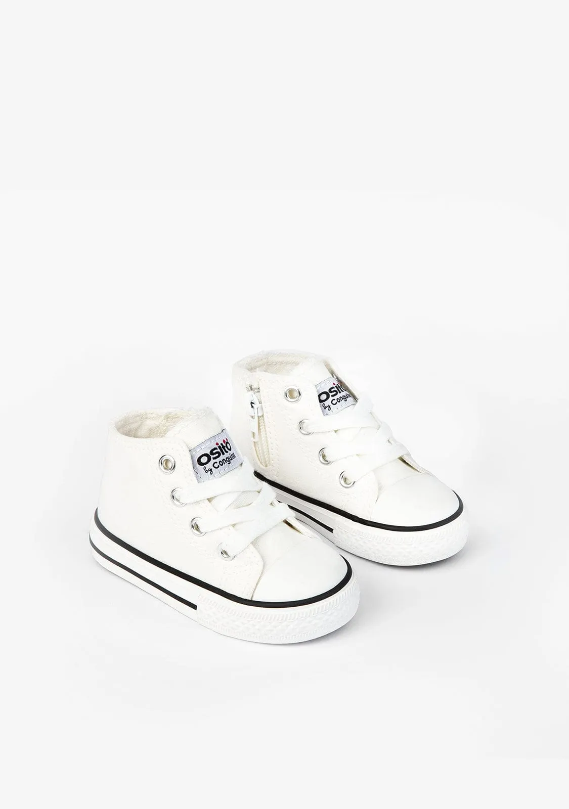 Baby's White Cord Hi-Top Sneakers Canvas