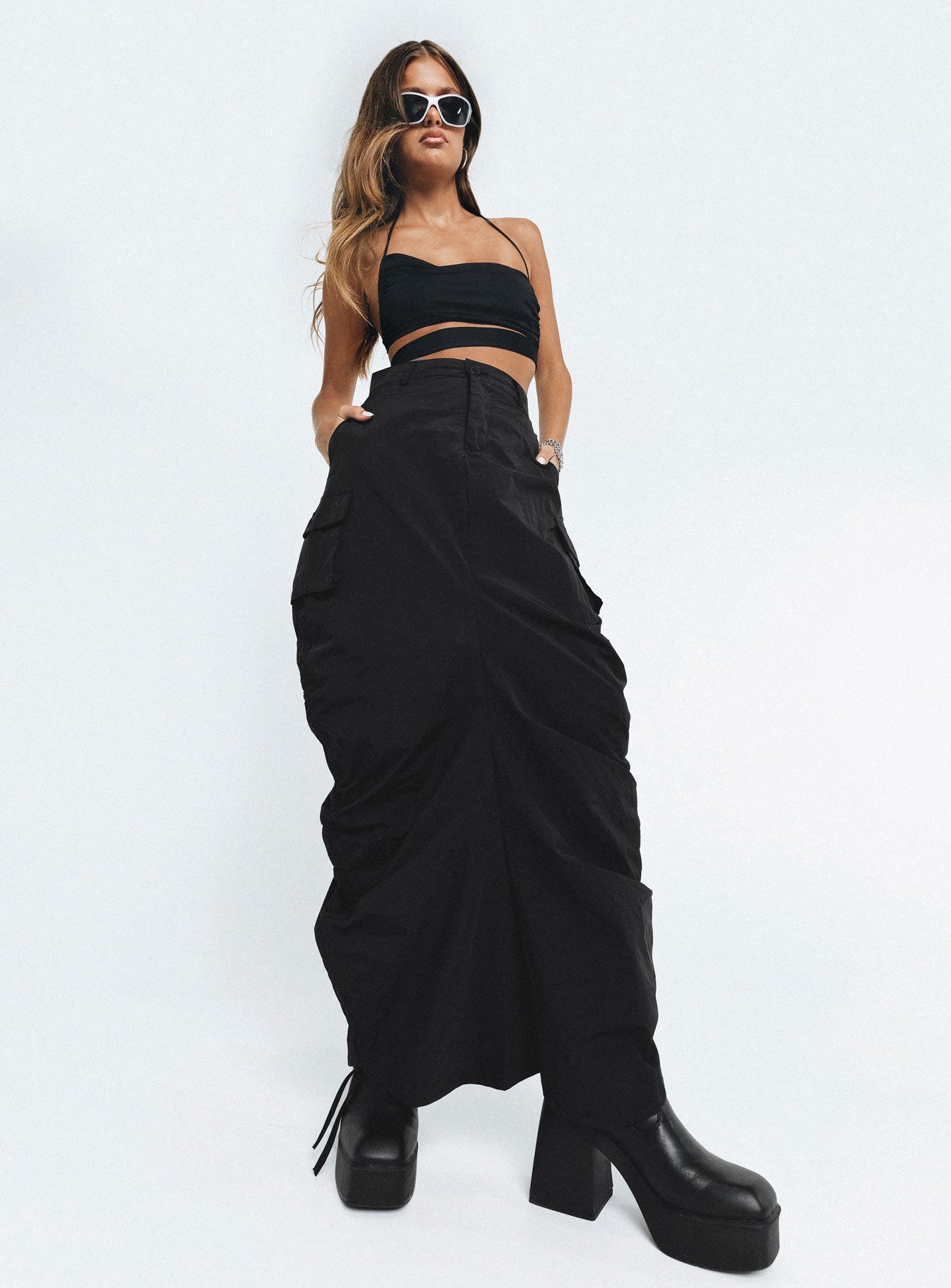 Baird Cargo Maxi Skirt Black