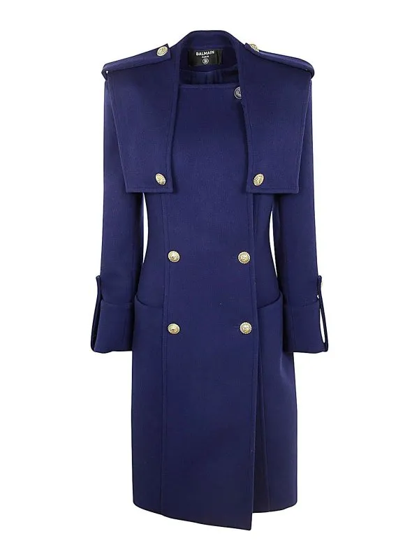 Balmain Buttoned Wool & Cashmere Trench Coat