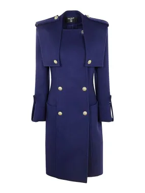 Balmain Buttoned Wool & Cashmere Trench Coat