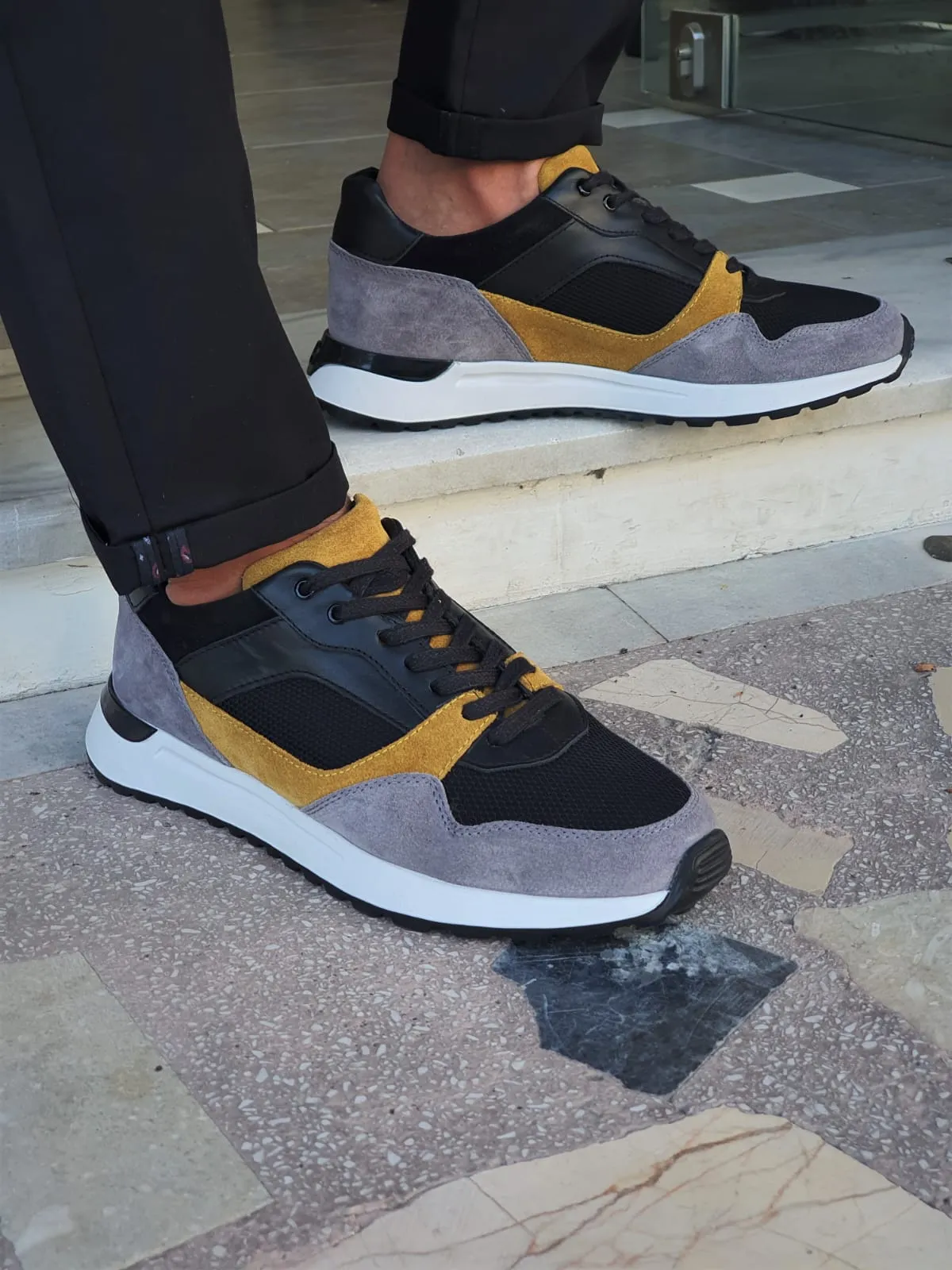 Bano Yellow Mid-Top Sneakers