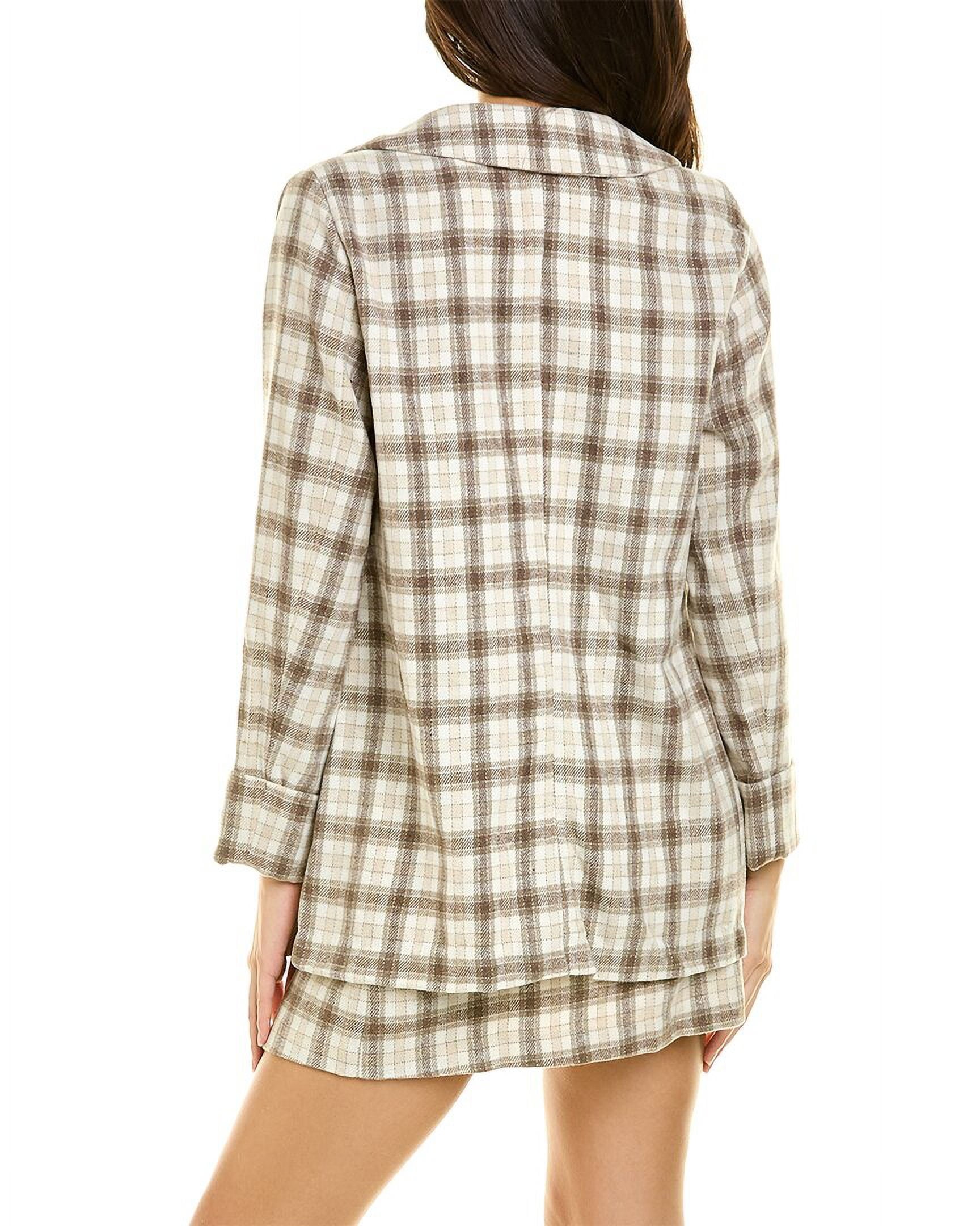 BCBGeneration Women's Double Breasted Plaid Blazer Beige Size Medium