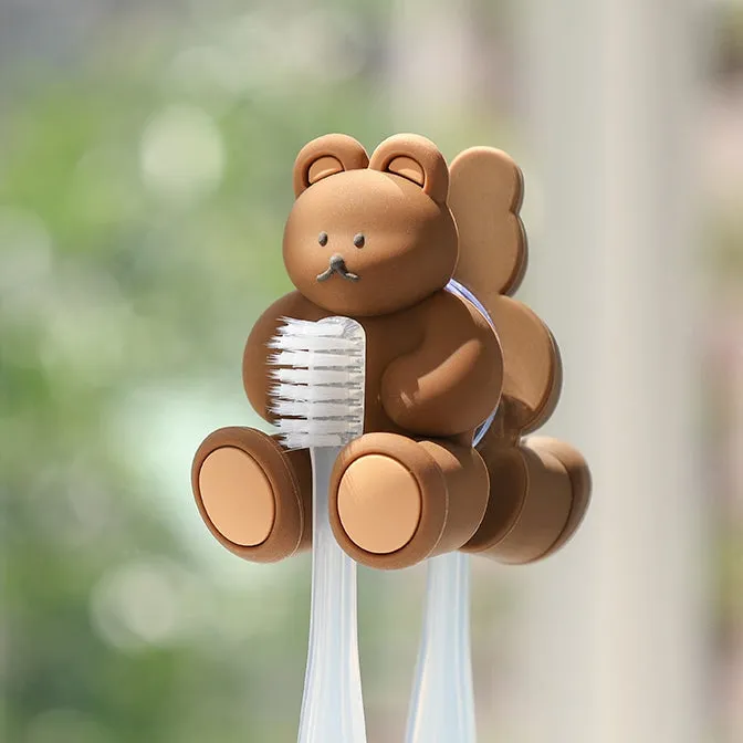 Bear Characters Toothbrushes Holders Teeth Dental Care Tools Bathrooms Racks Silicone