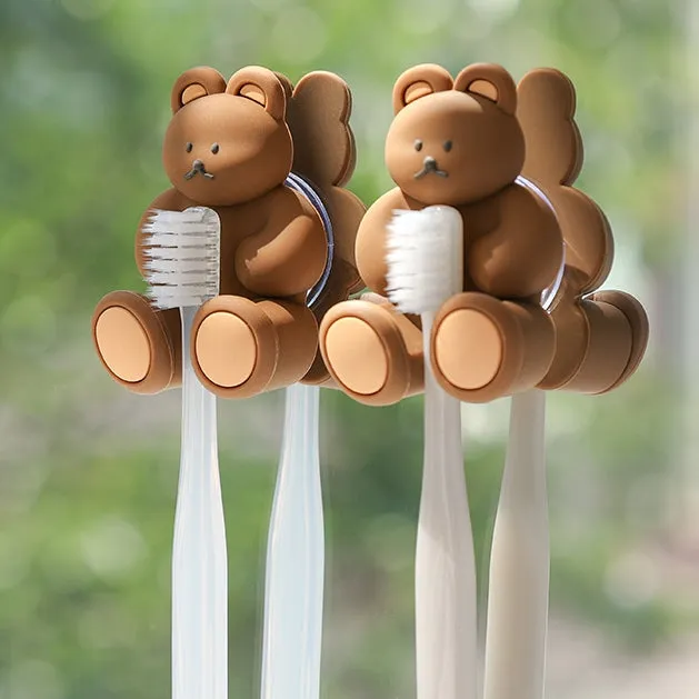 Bear Characters Toothbrushes Holders Teeth Dental Care Tools Bathrooms Racks Silicone