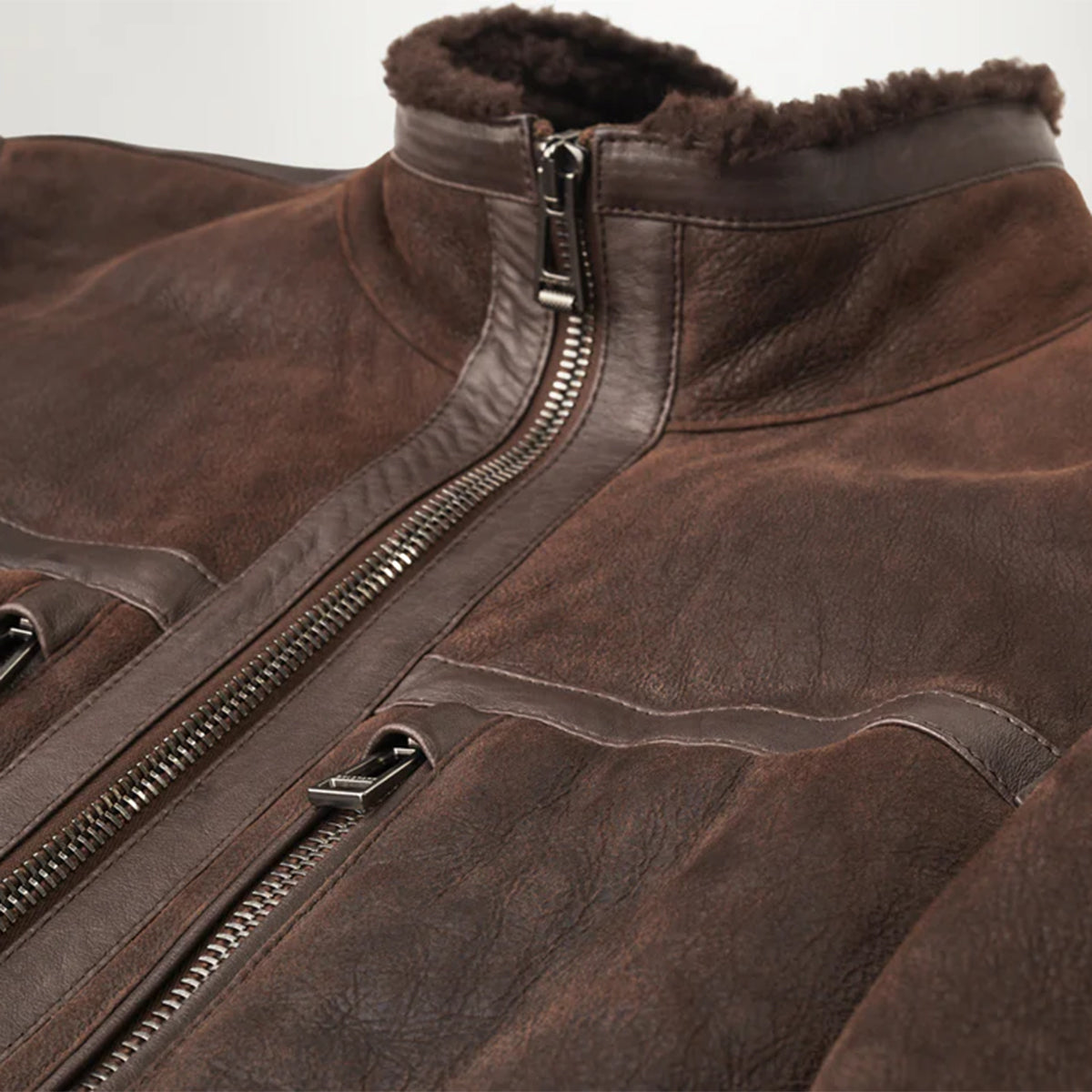 Belstaff - Tundra Lightweight Shearling Jacket in Brown/Ebony