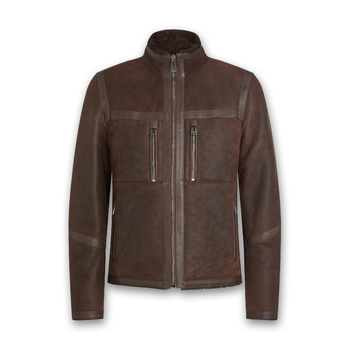 Belstaff - Tundra Lightweight Shearling Jacket in Brown/Ebony