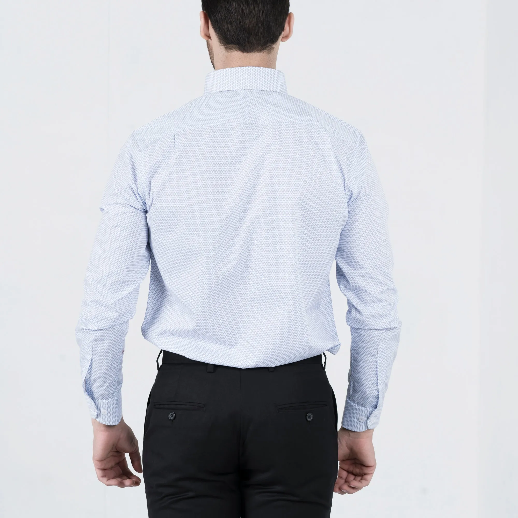 Blue-hollowed White Formal Shirt