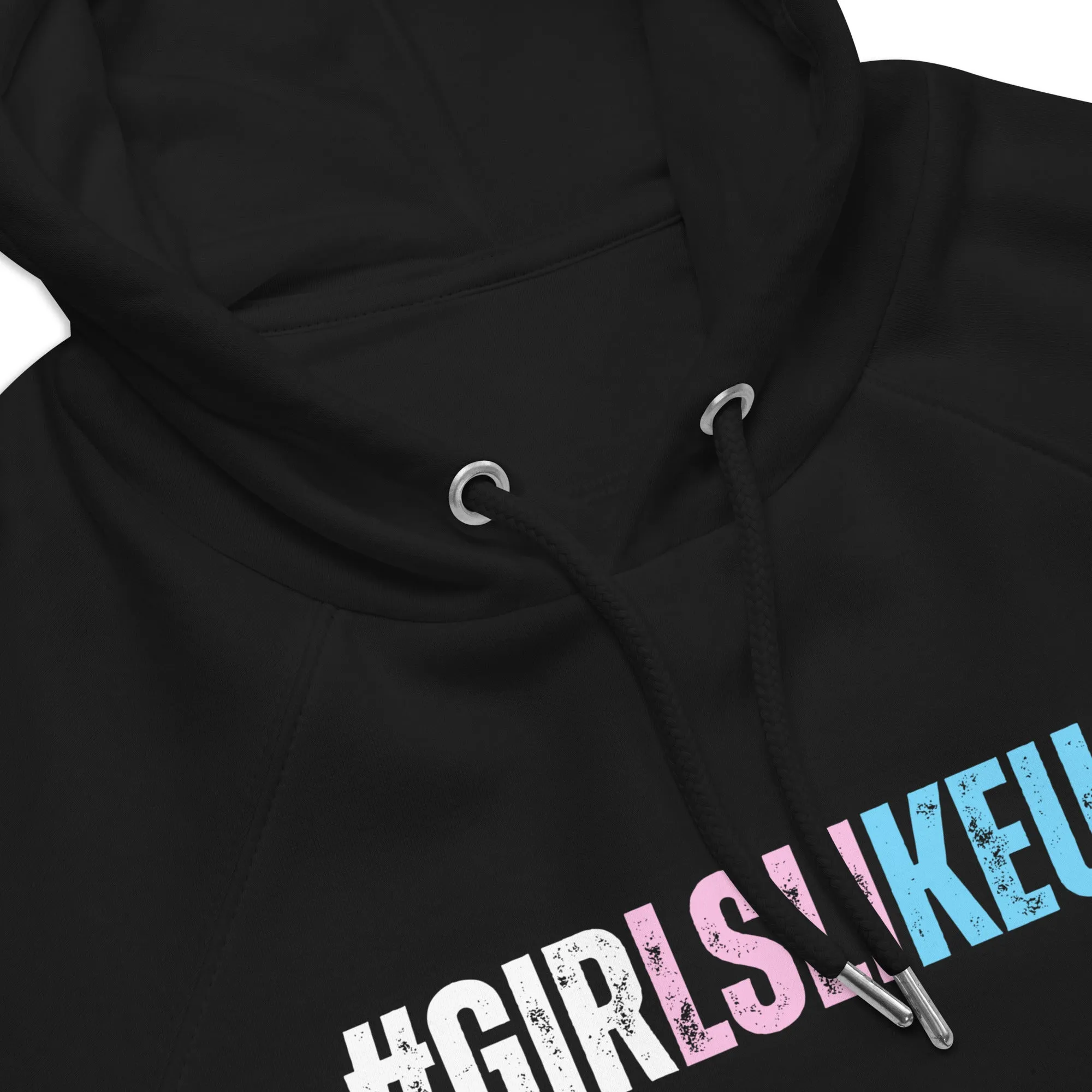 Blue Pink White 'GIRLSLIKEUS' Black Super Soft 100% Organic Cotton Hoodie