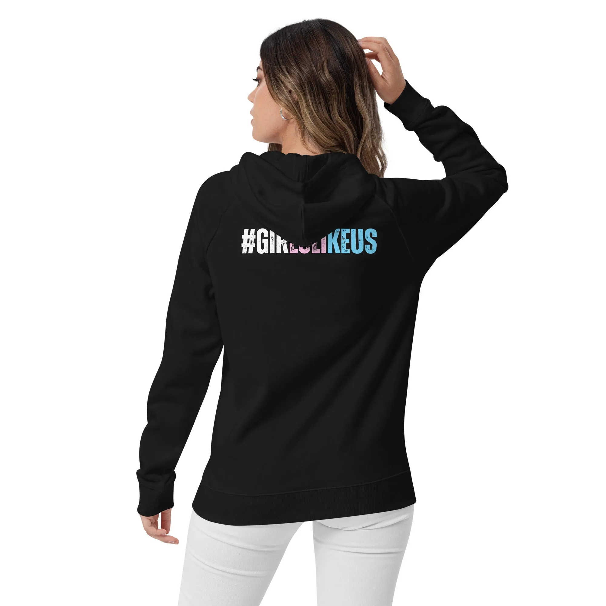 Blue Pink White 'GIRLSLIKEUS' Black Super Soft 100% Organic Cotton Hoodie