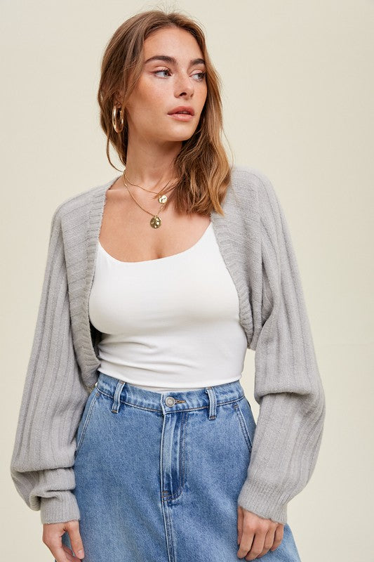 Bolero Ribbed Knit Cardigan