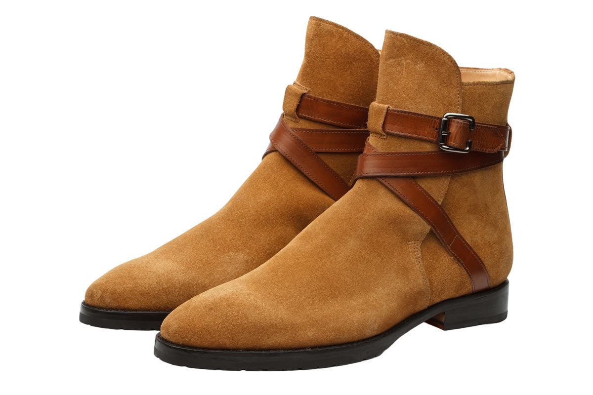 Boots With Straps-Camel Suede