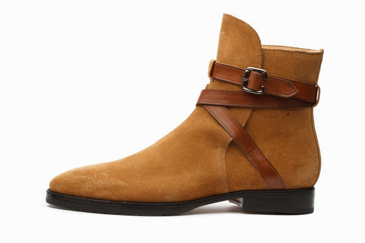 Boots With Straps-Camel Suede