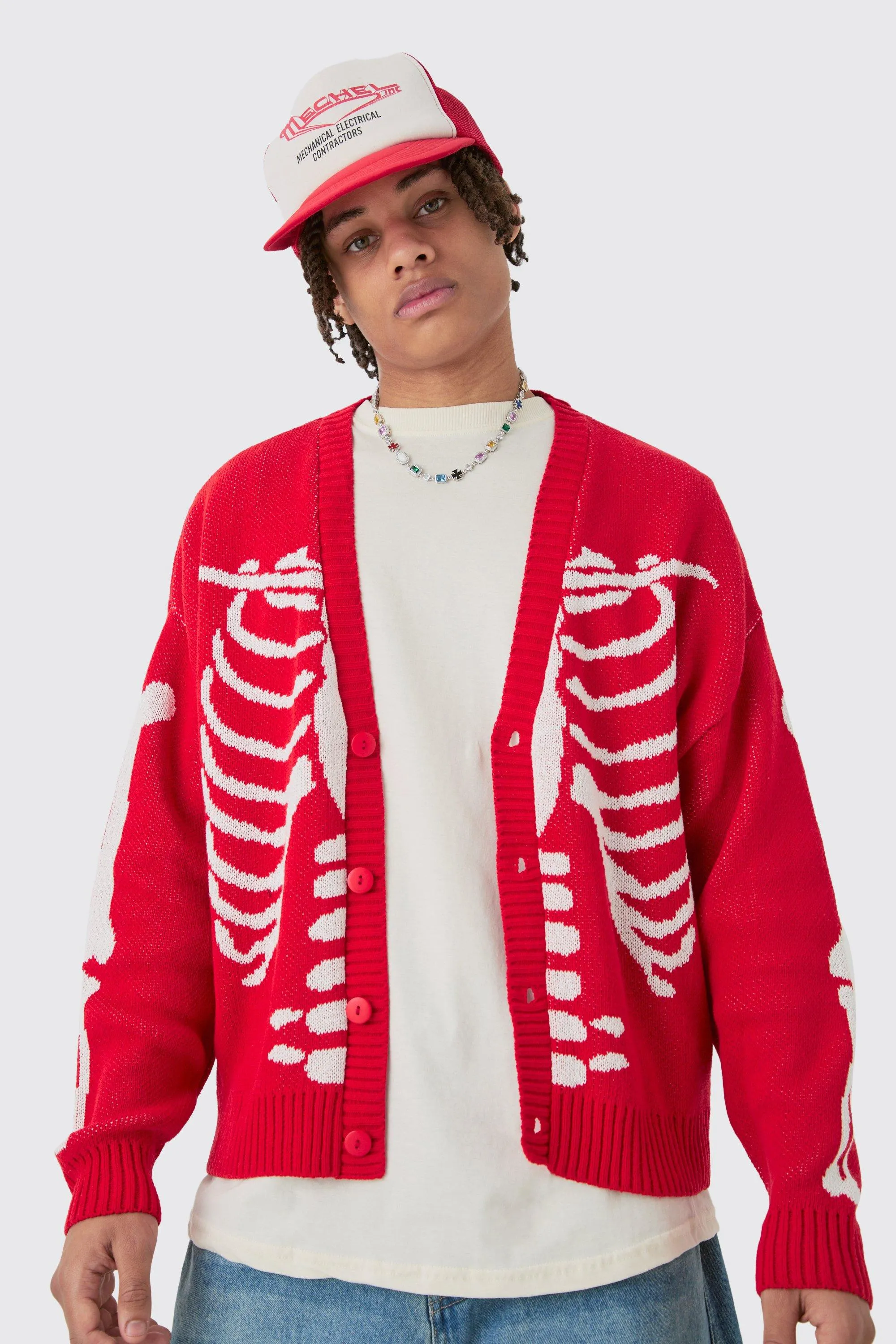 Boxy Oversized Skeleton Cardigan