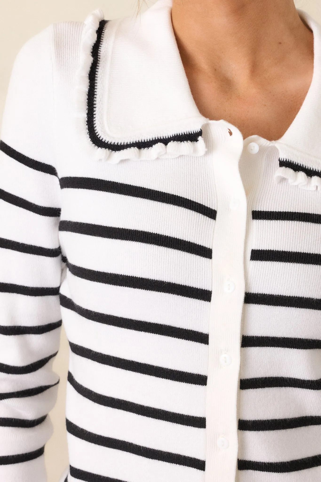 Breathe In White & Black Stripe Cardigan