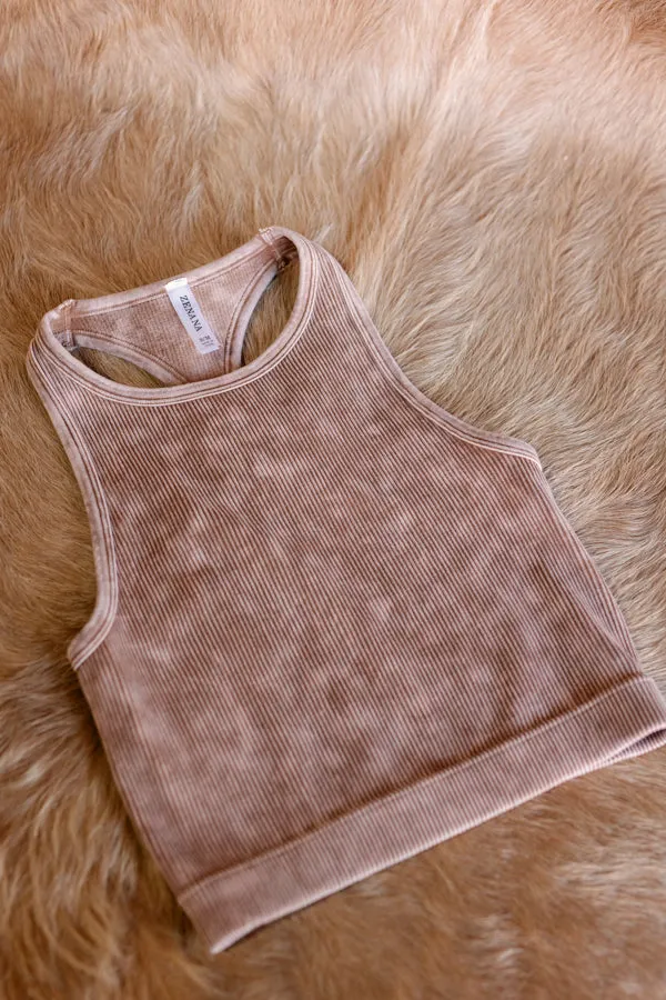 Bryson High-Neck Crop Tank [Camel]