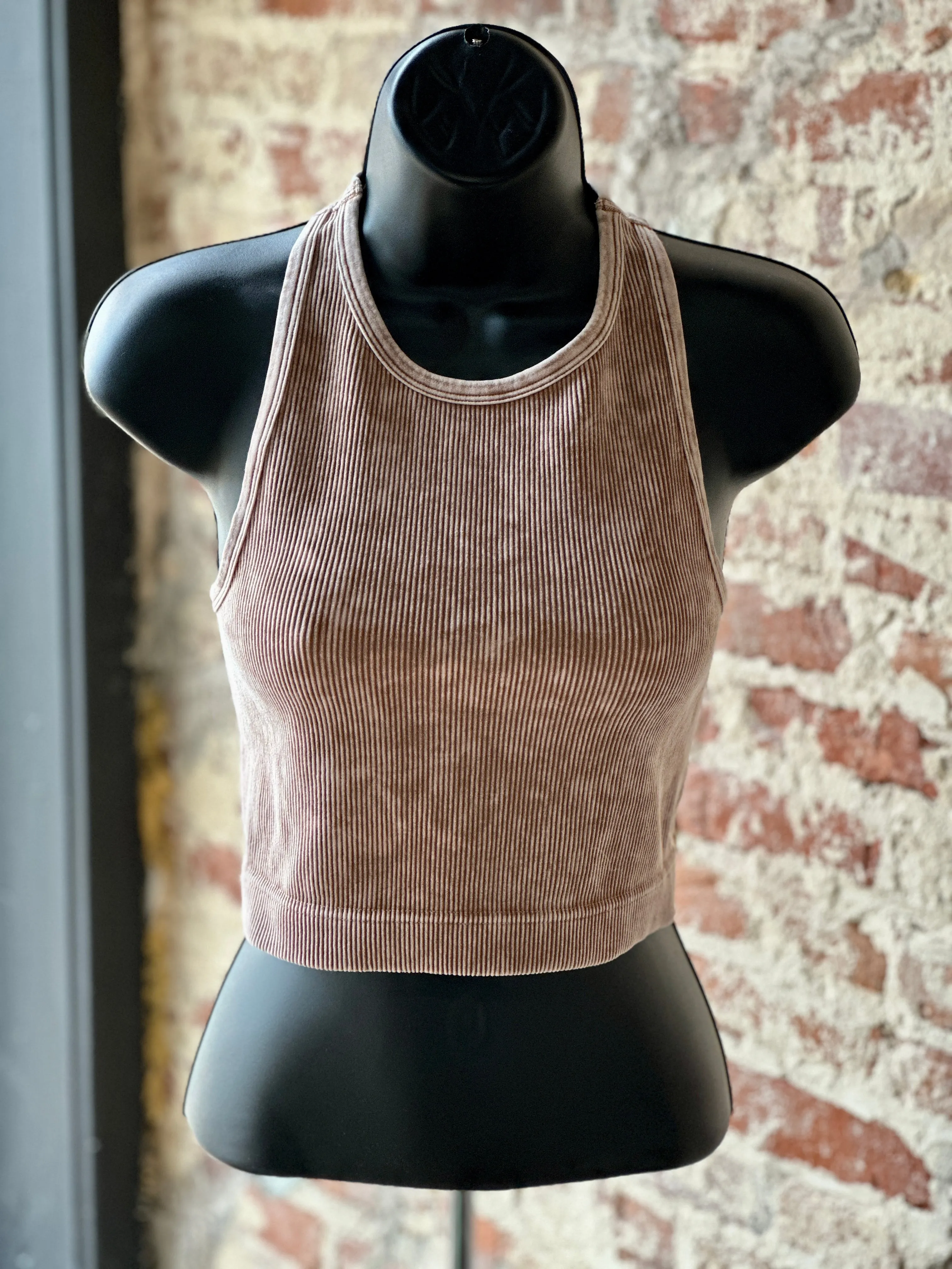 Bryson High-Neck Crop Tank [Camel]