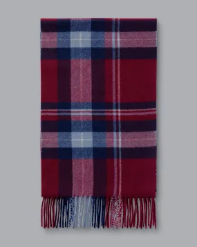 Cashmere Check Scarf - Dark Red