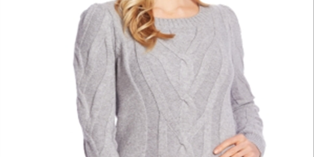 CeCe Women's Entwine Cable Knit Sweater Gray Size X-Large