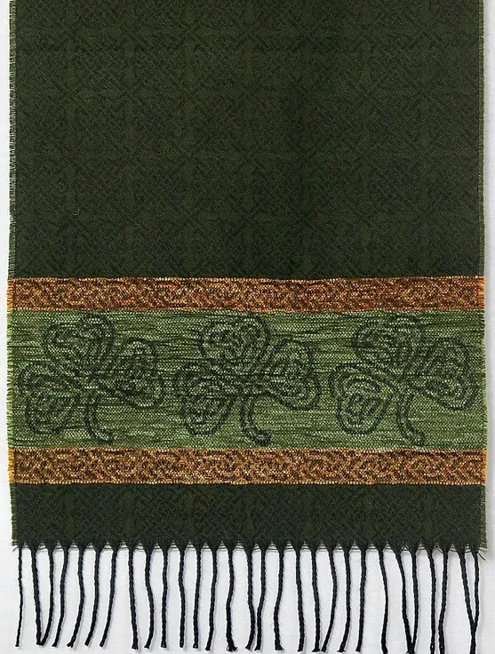 Celtic Border Pattern Scarf - Shamrock Olive