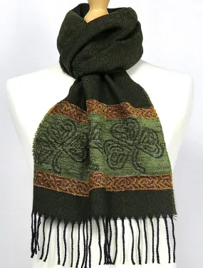 Celtic Border Pattern Scarf - Shamrock Olive