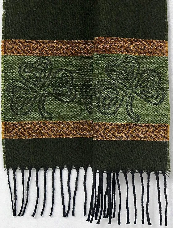 Celtic Border Pattern Scarf - Shamrock Olive