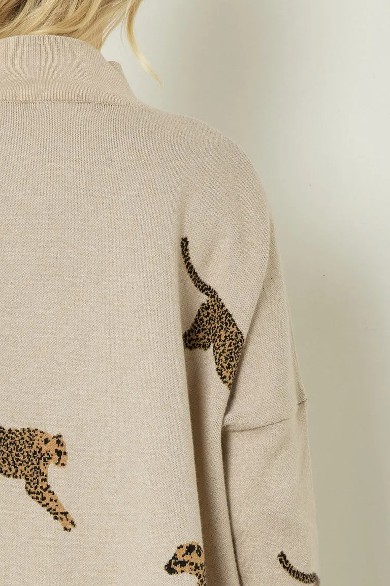 Cheetah Print Knit Sweater