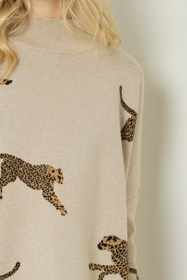 Cheetah Print Knit Sweater