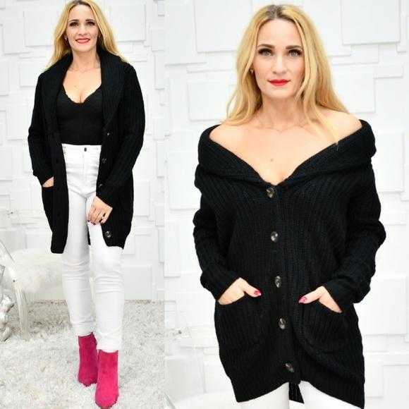 Chunky Knit Black Cardigan