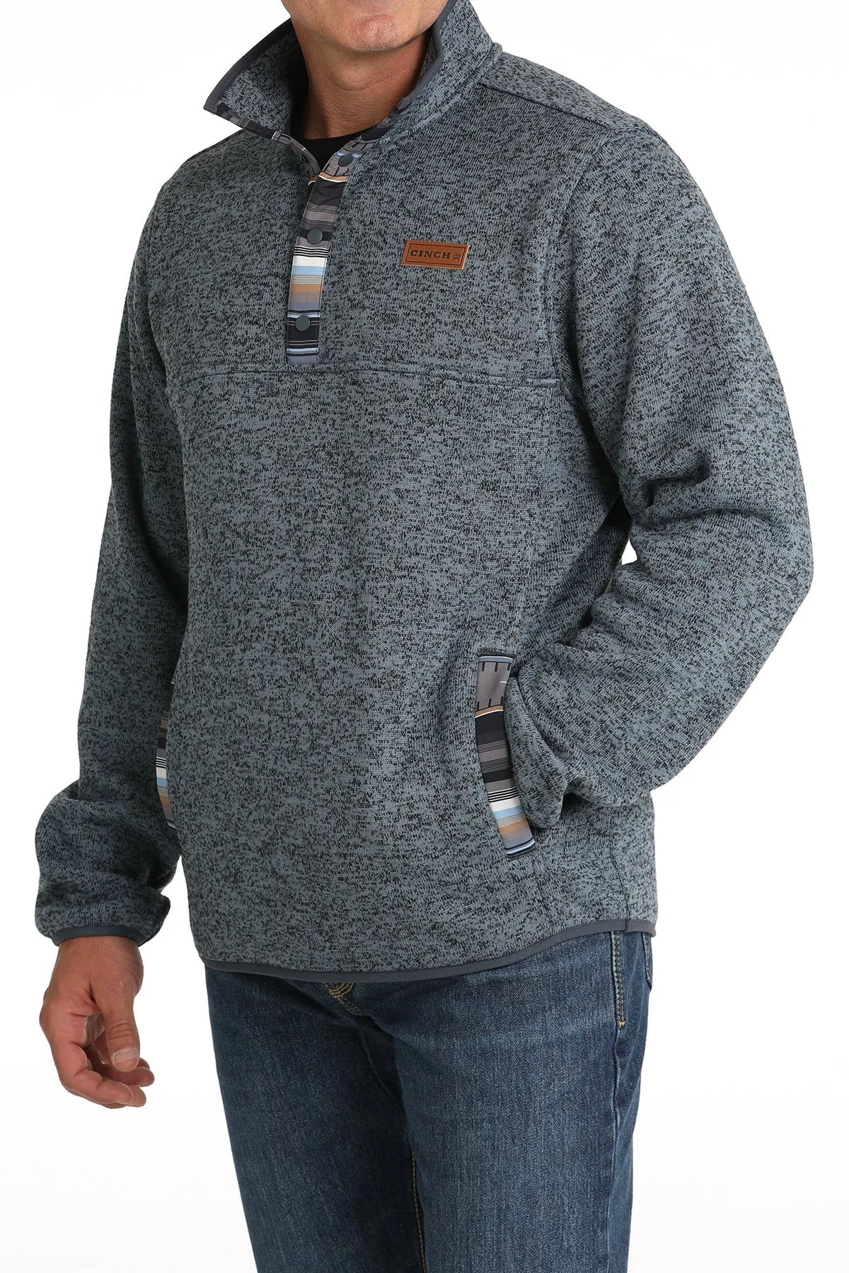 Cinch Men's Blue Pullover Heavy Knit Sweater