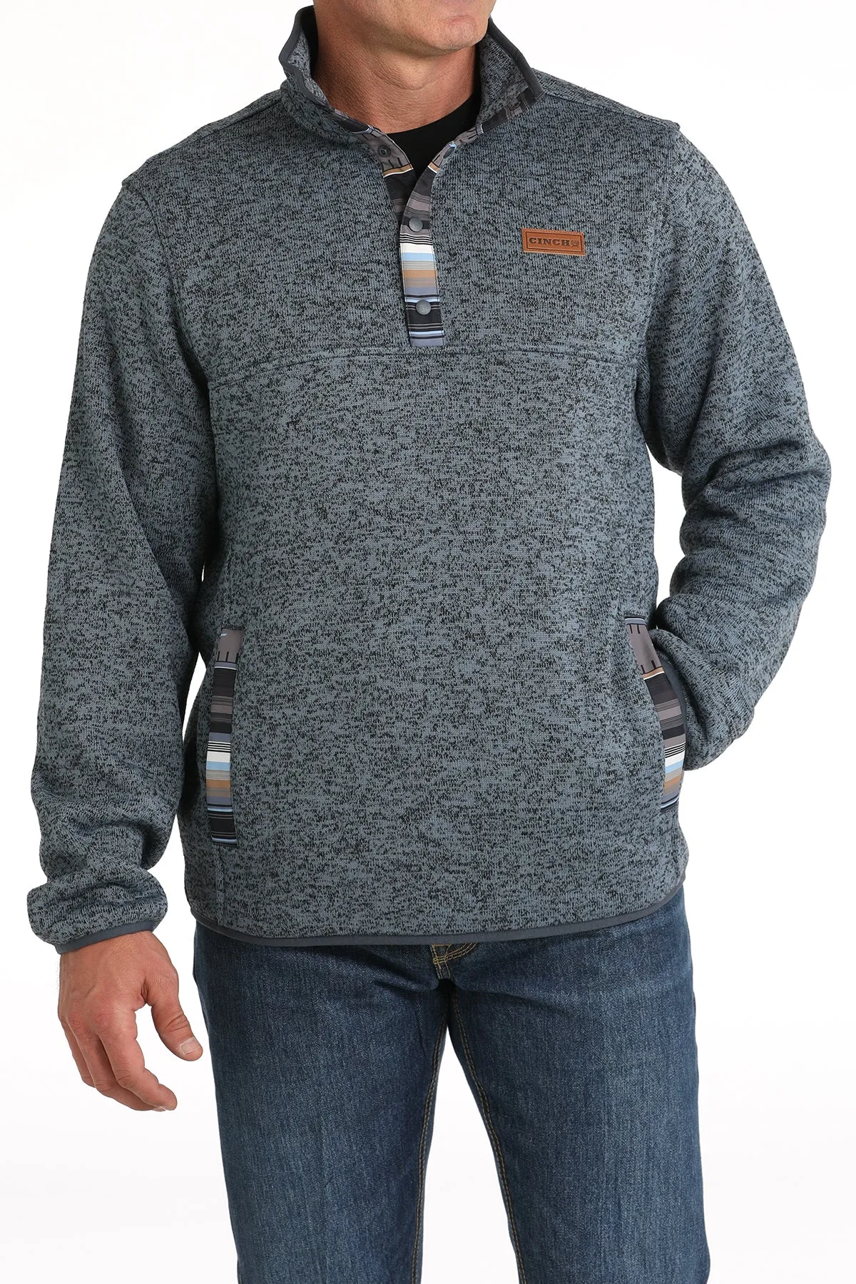 Cinch Men's Blue Pullover Heavy Knit Sweater