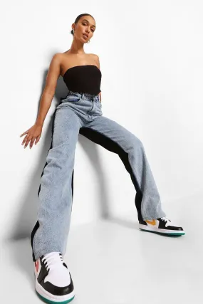 Color Block Acid Wash Boyfriend Jeans