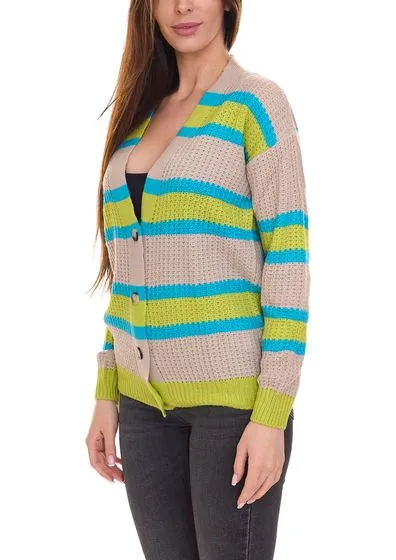 Confezione da 2 cardigan giacca in maglia da donna Aniston CASUAL chiusura con bottoni 85595338 beige/blu/verde