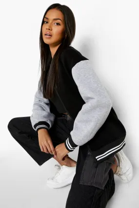 Contrast Sleeve Varsity Bomber Jacket