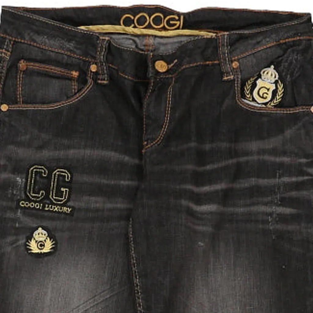 Coogi Embroidered Jeans - 33W UK 12 Black Cotton