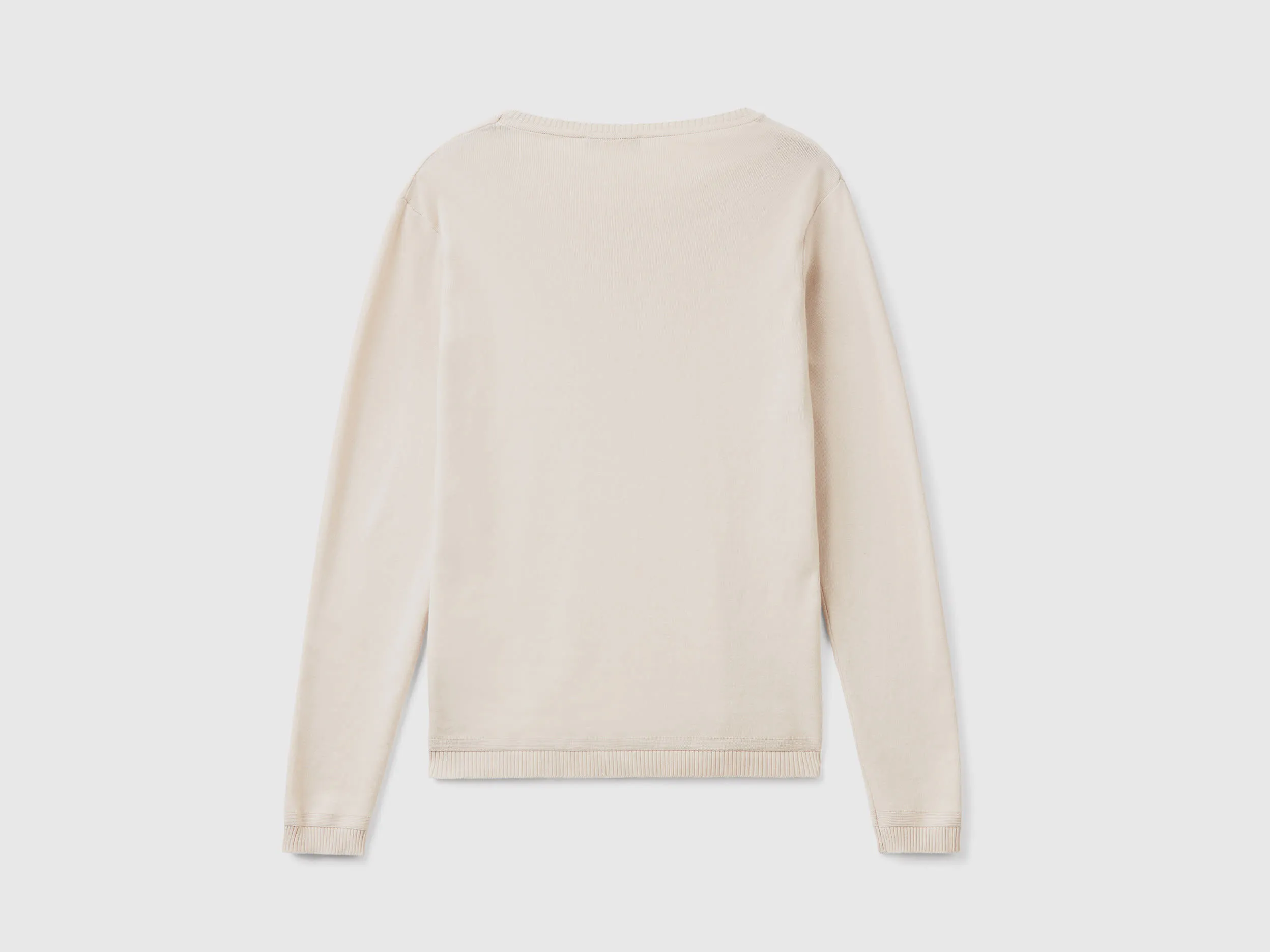 Crew neck sweater in pure cotton - Beige | Benetton