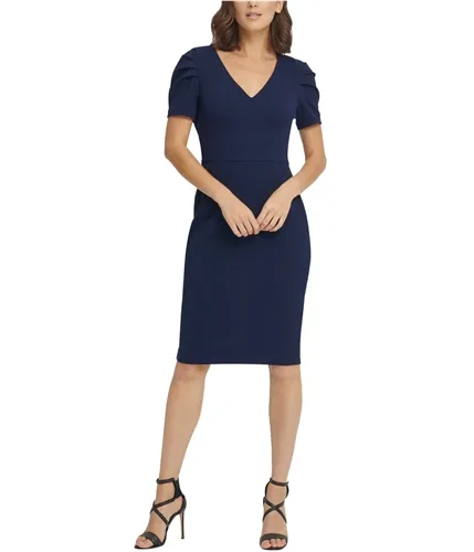 Dkny Womens Solid Short Sleeve Sheath Dress