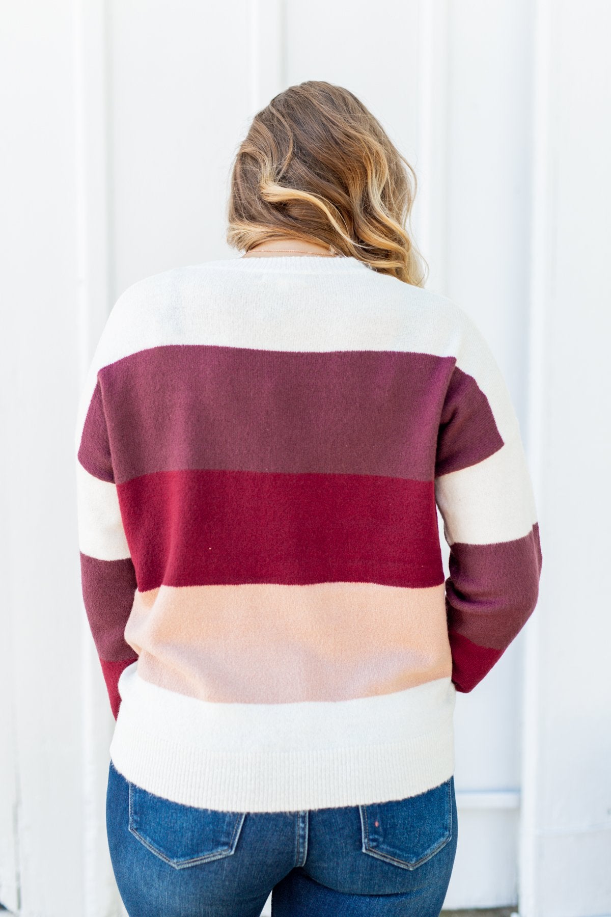 Dream Bigger Color Block Sweater- Ivory, Burgundy, & Dusty Pink