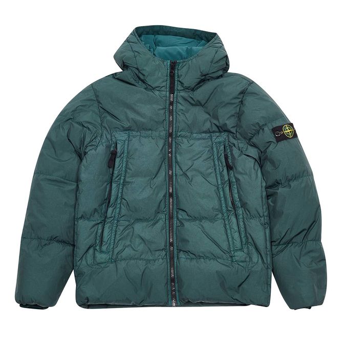 DYED NYLON CRINKLE DOWN JACKET Kid Green petrol