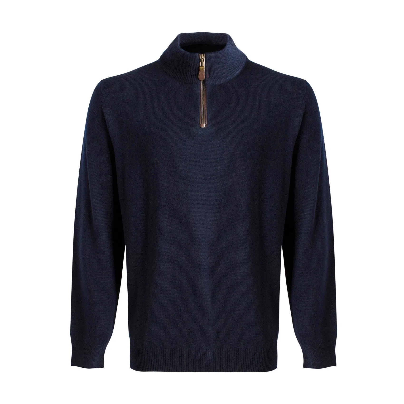 Extra Fine 'Zegna Baruffa' Merino Wool Quarter-Zip Sweater in Navy by Viyella