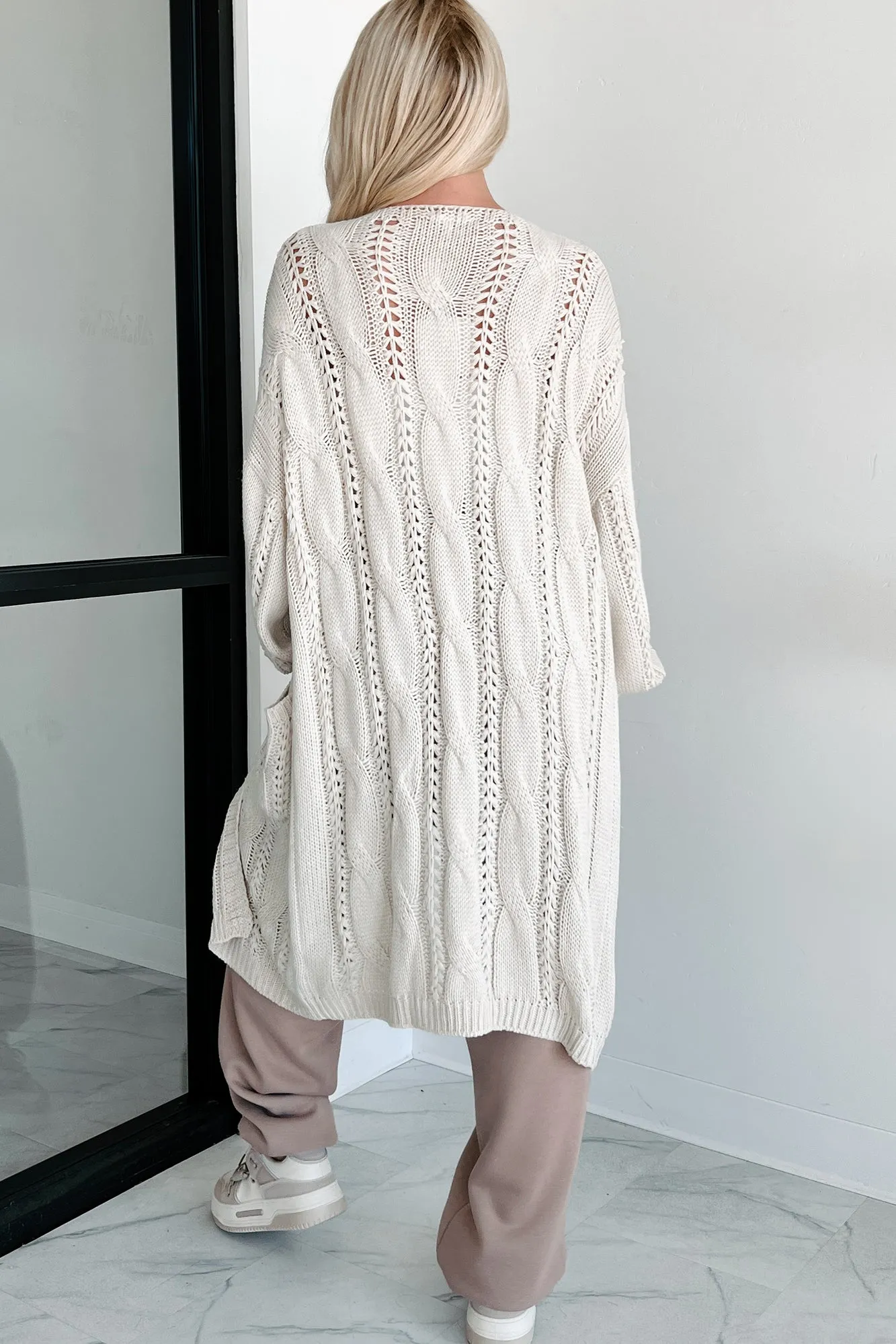 Find Your Purpose Cable Knit Long Cardigan (Natural)